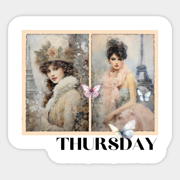 Sticker with days of the week Thursday lady in the picture Sticker by LaKoszulka